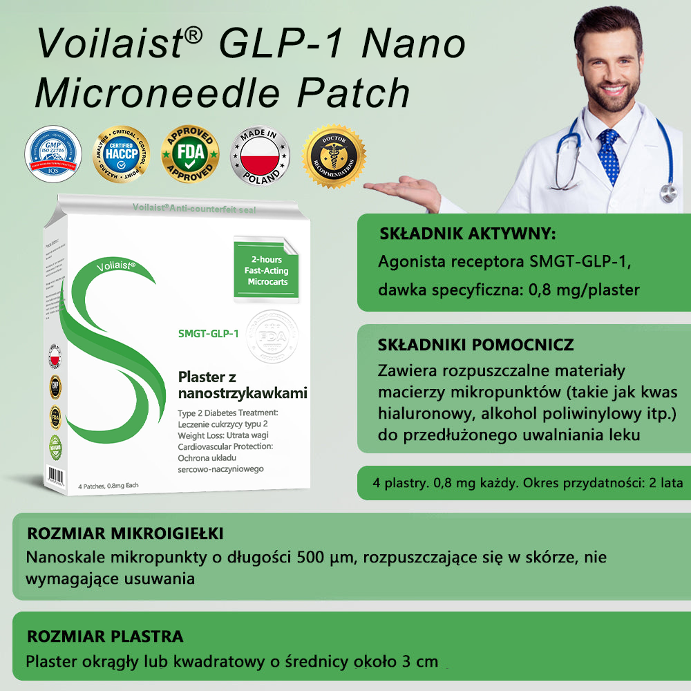 Voilaist® SMGT-GLP-1 Nano Microneedle Patch(Bezbolesny, długotrwały, zwalczający cukrzycę, otyłość i choroby układu krążenia)