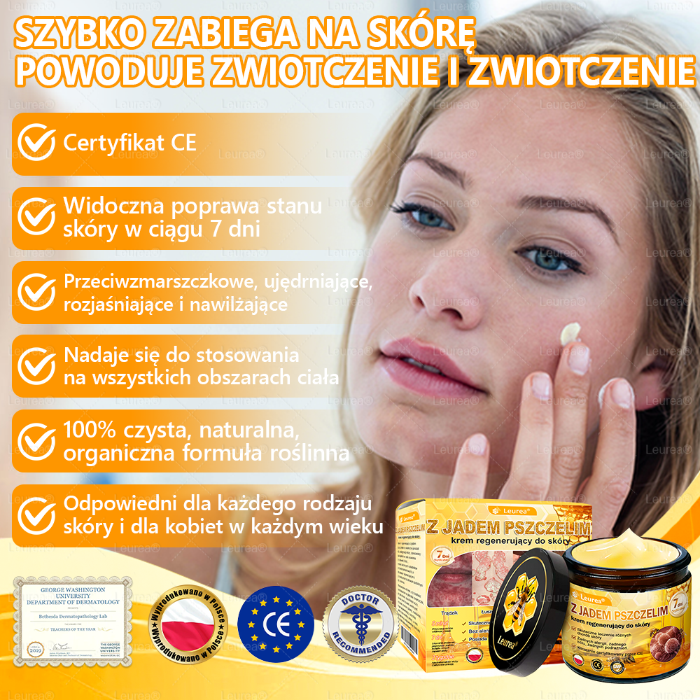 Leurea® Krem z Jadem Pszczelim 🔥 Regeneracja skóry, redukcja zmarszczek i promienny wygląd – 50 ml
