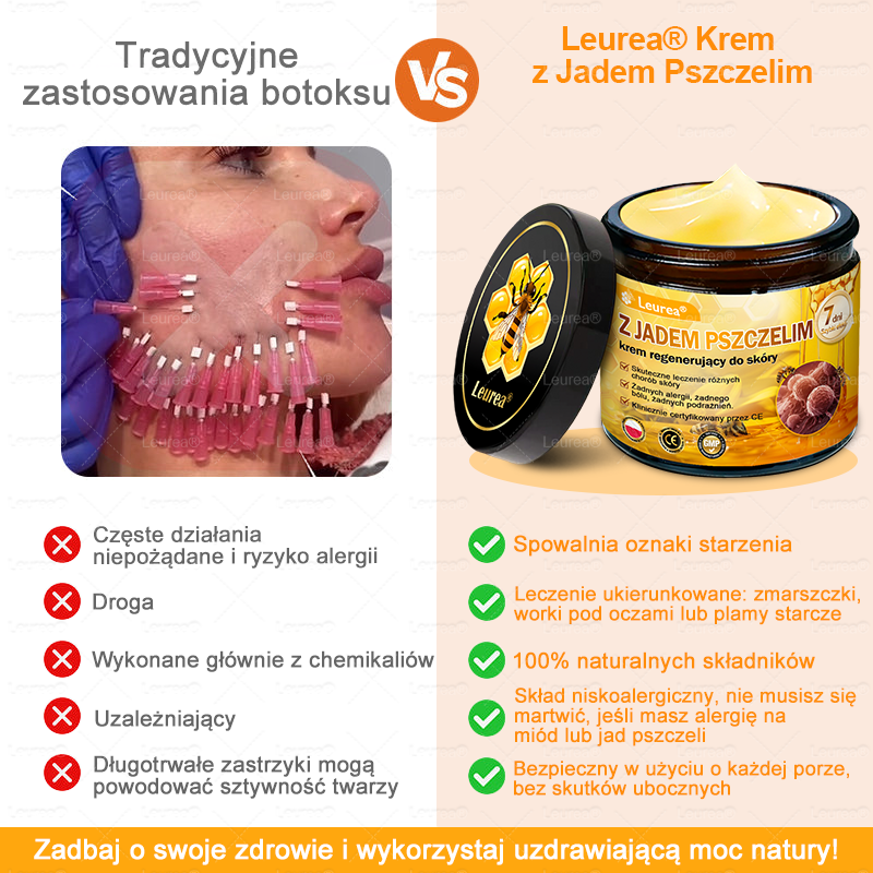 Leurea® Krem z Jadem Pszczelim 🔥 Regeneracja skóry, redukcja zmarszczek i promienny wygląd – 50 ml
