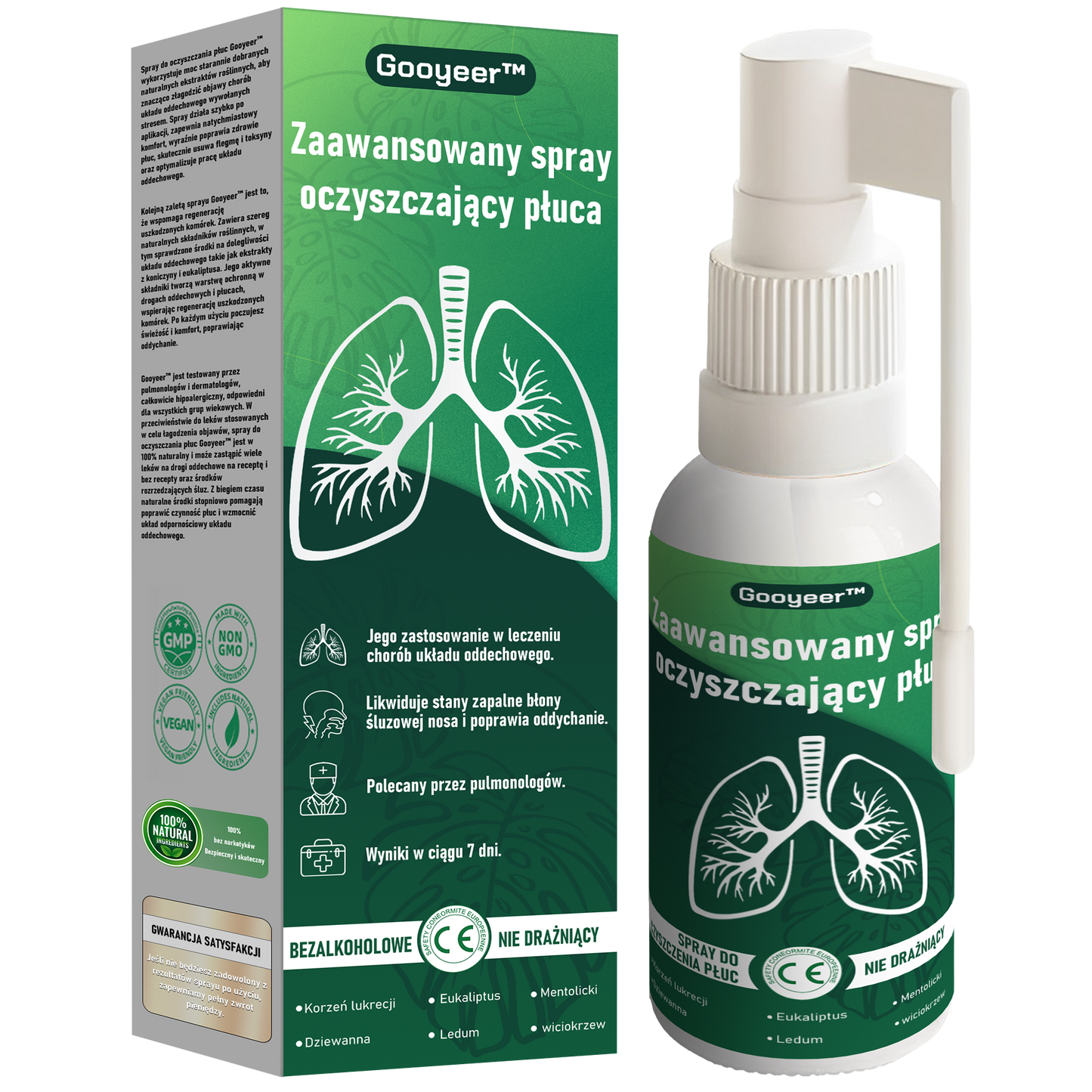 Gooyeer™ Zaawansowany spray do oczyszczania płuc✨ – zdrowe płuca, wsparcie odporności, detoksykacja i łatwiejsze oddychanie – Certyfikat CE