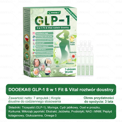 🏥DOOEKA® GLP-1 8 w 1 Fit & Vital roztwór doustny – Raz dziennie, widoczne zmiany w ciągu 7 dni / W przypadku otyłości, zdrowia serca i układu krążenia, cukrzycy, bezdechu sennego, zdrowia jelit, problemów ze stawami i wielu innych