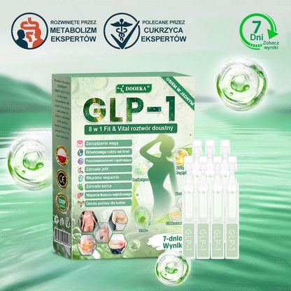 DOOEKA® GLP-1 8 w 1 Fit & Vital roztwór doustny – Raz dziennie, widoczne zmiany w ciągu 7 dni / W przypadku otyłości, zdrowia serca i układu krążenia, cukrzycy, bezdechu sennego, zdrowia jelit, problemów ze stawami i wielu innych